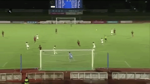 August 2018: Yuta Togashi blasting the ball over Grulla Morioka goalkeeper.